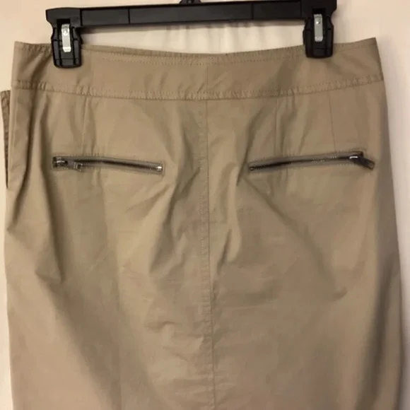 DKNY skirt womens SZ 4 Mini khaki safari neutral unquie fun zipper details - Picture 5 of 10